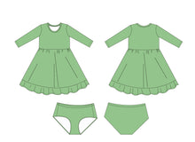 Load image into Gallery viewer, Grassy Green Girls Dress with bottoms