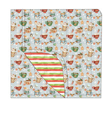 Load image into Gallery viewer, Grey with Stripes Cocoa Cups Quilted Blanket