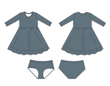 Load image into Gallery viewer, Stormy Sky Girls Dress with bottoms