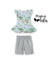 Load image into Gallery viewer, World Map 3-Piece Peplum Set