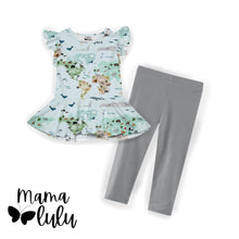 Load image into Gallery viewer, World Map 3-Piece Peplum Set