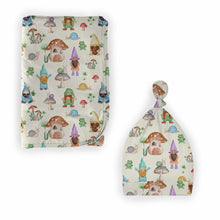 Load image into Gallery viewer, Garden Gnomes Swaddle with Hat