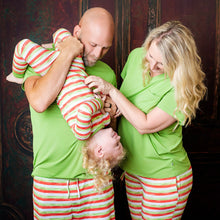 Load image into Gallery viewer, Christmas Green Stripes Women's Short Sleeve top