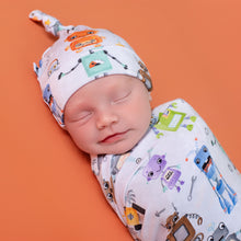 Load image into Gallery viewer, Zoomie Zots Swaddle with Hat
