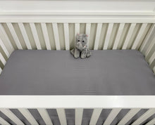 Load image into Gallery viewer, Groovy Grey Crib Sheet
