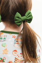 Load image into Gallery viewer, Green Grey Cocoa Cups Bamboo Alligator Clip Bows