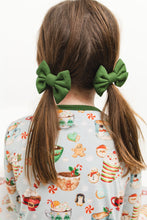 Load image into Gallery viewer, Green Grey Cocoa Cups Bamboo Alligator Clip Bows