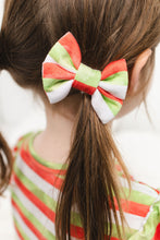 Load image into Gallery viewer, Christmas Stripes Bamboo Alligator Clip Bows