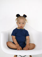 Load image into Gallery viewer, Brielle Blue Shorts Romper