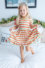 Load image into Gallery viewer, Christmas Stripes Girls Dress with bottoms