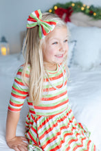 Load image into Gallery viewer, Christmas Stripes Bamboo Alligator Clip Bows