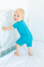 Load image into Gallery viewer, Tidal Teal Shorts Romper