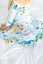 Load image into Gallery viewer, World Map Girls Dress with bottoms