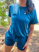 Load image into Gallery viewer, Luna Lights Navy Blue Women's Short Sleeve top