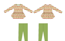 Load image into Gallery viewer, Christmas Stripes 2-Piece Peplum Set