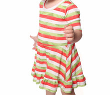 Load image into Gallery viewer, Christmas Stripes Girls Dress with bottoms