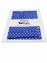 Load image into Gallery viewer, Nursery Rhymes Blue Dots Swaddle