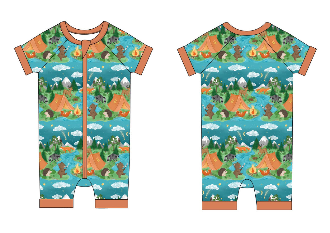 Camping Critters Shorts Romper