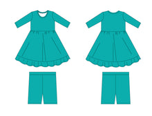 Load image into Gallery viewer, Tidal Teal Girls Dress with bottoms
