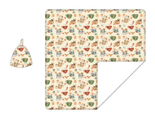 Load image into Gallery viewer, Cream Cocoa Cups Swaddle with Hat
