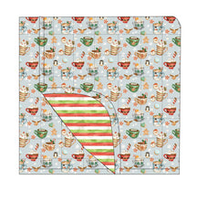 Load image into Gallery viewer, Grey with Stripes Cocoa Cups Quilted Blanket
