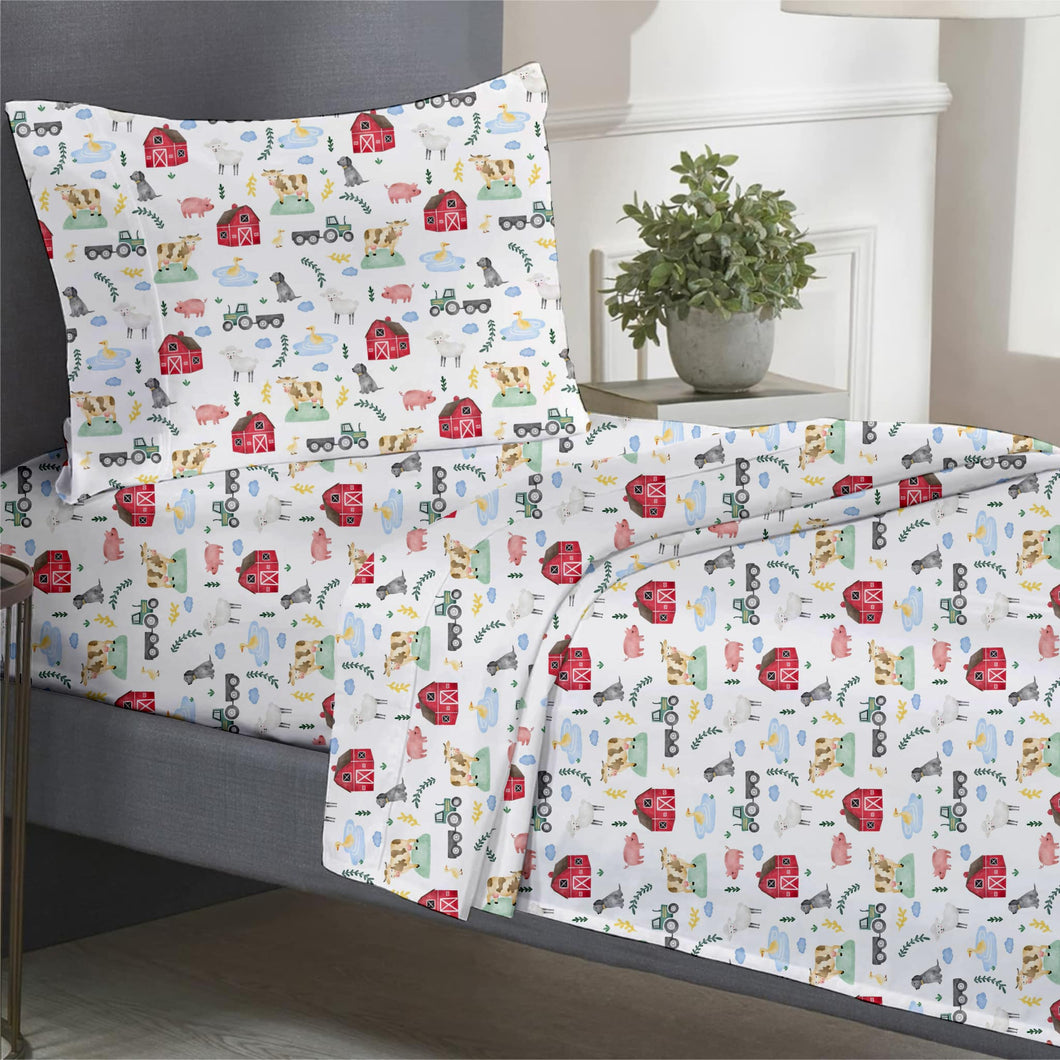 Friendly Farm Twin Fitted Sheet Plus Pillowcase