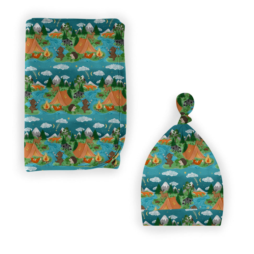 Camping Critters Swaddle with Hat