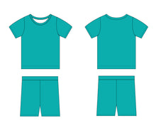 Load image into Gallery viewer, Tidal Teal 2-Piece Shorts Pjs
