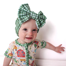 Load image into Gallery viewer, Barnyard Besties Green Plaid Big Bow Headband
