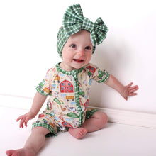 Load image into Gallery viewer, Barnyard Besties Green Plaid Big Bow Headband
