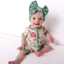 Load image into Gallery viewer, Barnyard Besties Green Plaid Big Bow Headband
