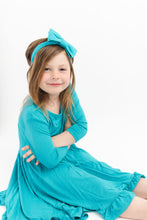 Load image into Gallery viewer, Tidal Teal Girls Dress with bottoms
