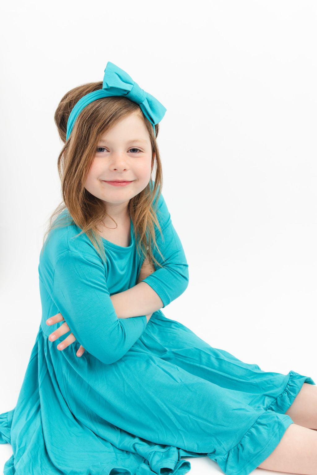 Tidal Teal Girls Dress with bottoms