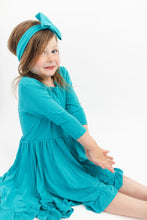 Load image into Gallery viewer, Tidal Teal Girls Dress with bottoms
