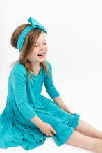 Load image into Gallery viewer, Tidal Teal Girls Dress with bottoms
