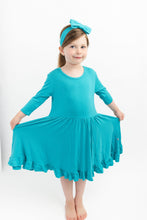 Load image into Gallery viewer, Tidal Teal Girls Dress with bottoms
