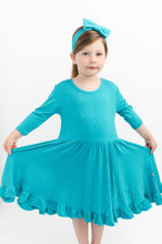 Load image into Gallery viewer, Tidal Teal Girls Dress with bottoms
