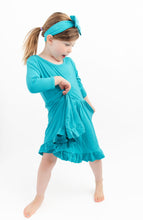 Load image into Gallery viewer, Tidal Teal Girls Dress with bottoms
