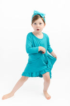 Load image into Gallery viewer, Tidal Teal Girls Dress with bottoms
