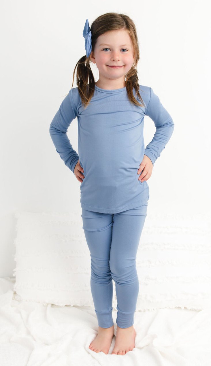 Steel Blue Long Sleeve 2 Piece Pjs