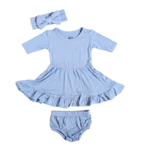 Load image into Gallery viewer, Steele Blue Girls Dress with bottoms
