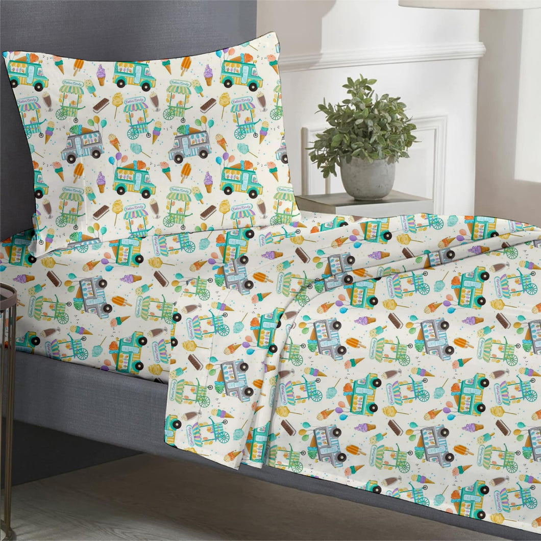 Ice Cream Twin Fitted Sheet Plus Pillowcase