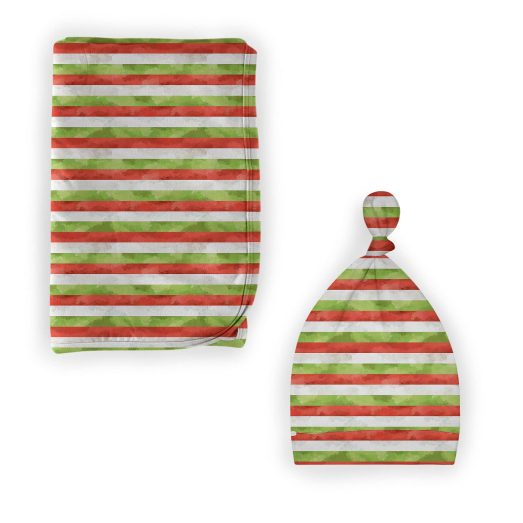 Christmas Stripes Swaddle with Hat