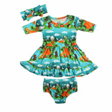 Load image into Gallery viewer, Camping Critters Girls Dress with bottoms
