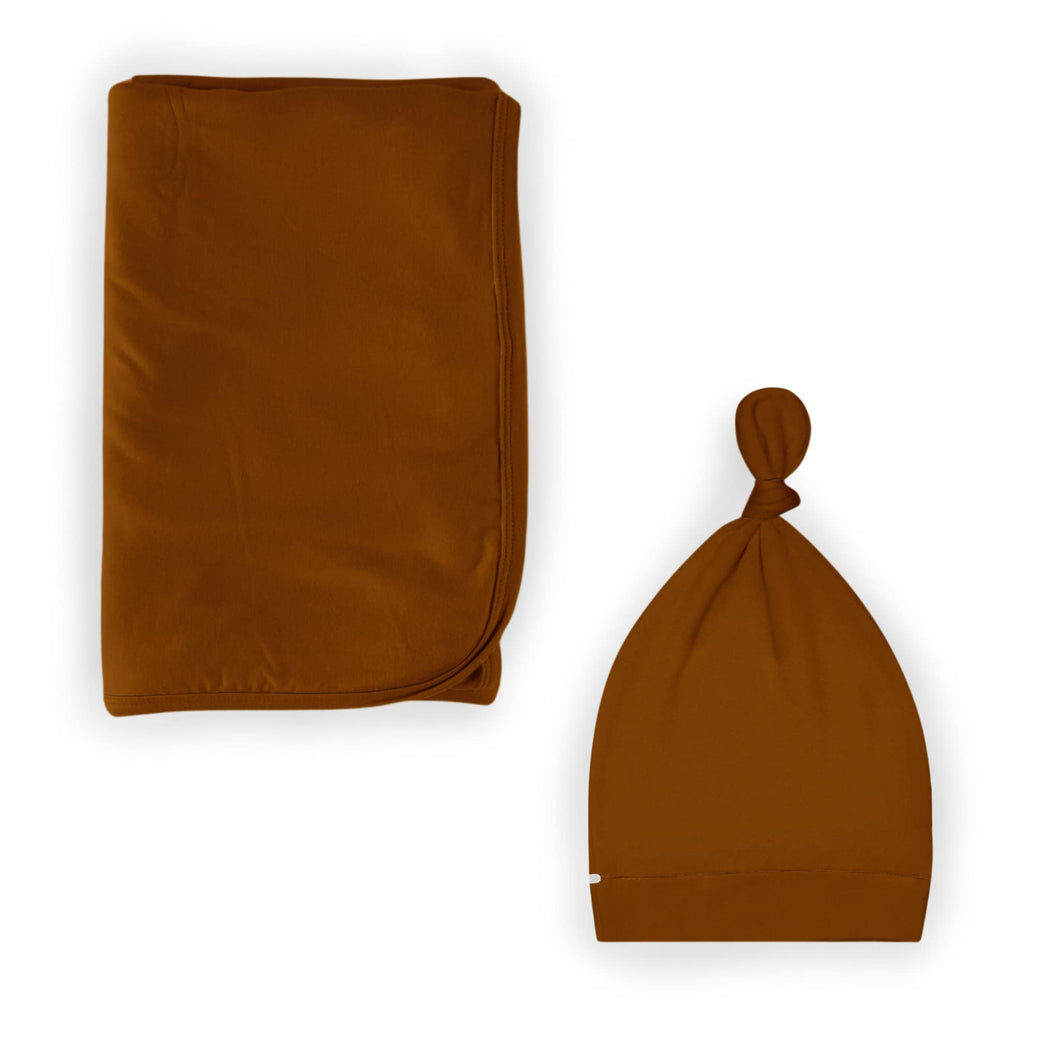 Brown Cream Cocoa Cups Swaddle with Hat