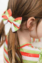 Load image into Gallery viewer, Christmas Stripes Bamboo Alligator Clip Bows
