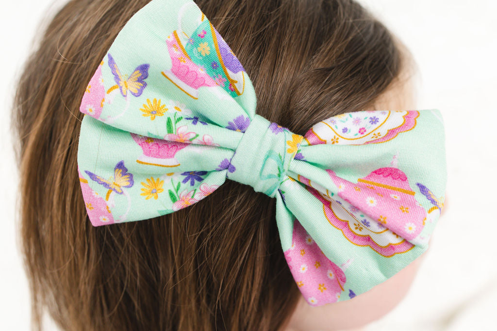 Tea Three Bamboo Alligator Clip Bows