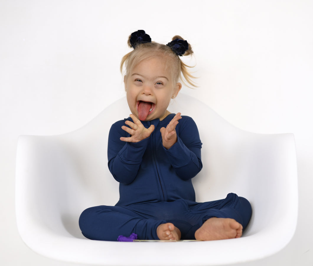 Brielle Blue Adaptive Long Sleeve Romper