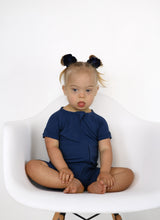 Load image into Gallery viewer, Brielle Blue Shorts Romper
