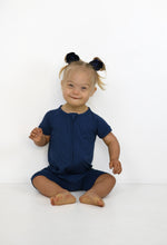 Load image into Gallery viewer, Brielle Blue Shorts Romper
